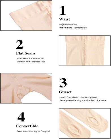 Ballet Tights | Dance Tights for Girls | Ultra-Soft and Convertible Leggings | Professional Dance Stockings - 3 Pairs (9-11 years) in Saudi Arabia