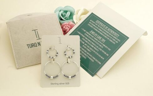 925 Sterling Silver Italian Design 2 Pairs Hoop Earrings Set for Women & Girls - Lightweight Dainty Jewelry for Everyday Wear & Gifting in Saudi Arabia