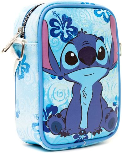 Disney Vegan Leather Crossbody Sling Bag with Adjustable Straps, Lilo and Stitch, Stich Sitting Flowers in Saudi Arabia