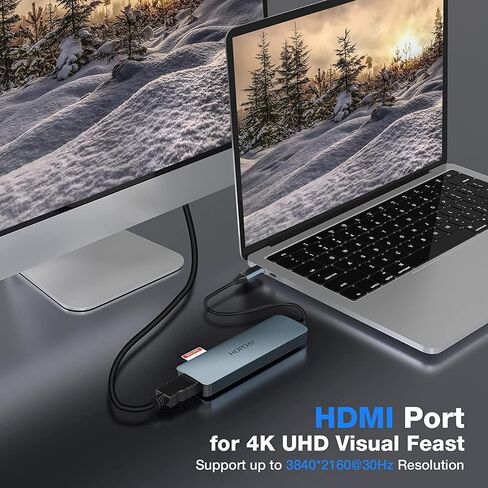 موزع USB C 6 في 1، محول USB C بشاشة مزدوجة، دونجل USB C مع HDMI 4K، 100 وات PD، USB 3.0، SD/TF، ​​محور متعدد المنافذ لأجهزة الكمبيوتر المحمول من النوع C والأجهزة الأخرى in Saudi Arabia