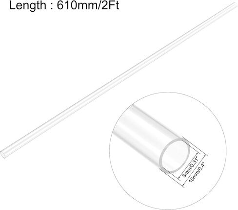 uxcell 2pcs Clear Rigid Tubing 4mm(5/32'') ID x 6mm(1/4'') OD x 2Ft Length Round Plastic Polycarbonate Tube in Saudi Arabia
