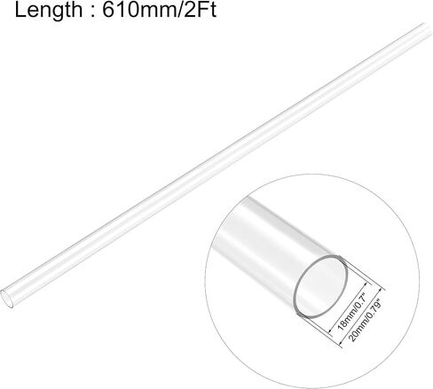 uxcell 2pcs Clear Rigid Tubing 4mm(5/32'') ID x 6mm(1/4'') OD x 2Ft Length Round Plastic Polycarbonate Tube in Saudi Arabia