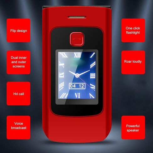 هاتف 4G Senior Flip غير مقفل، بطاقة SIM مزدوجة زر كبير، هاتف أساسي كبير، هاتف خلوي لكبار السن بصوت واضح لهدايا كبار السن، 4800 مللي أمبير في الساعة، كتاب إلكتروني، شاشة مزدوجة، SOS (أسود) in Saudi Arabia