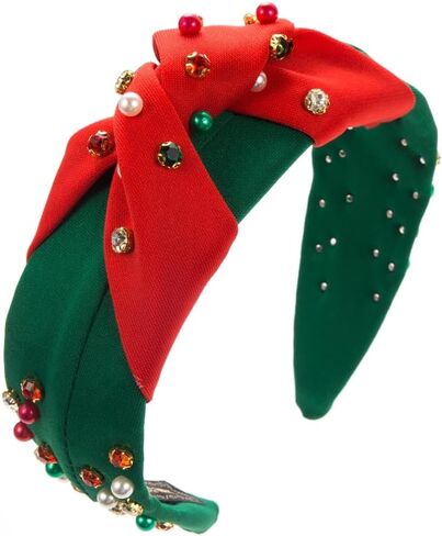 Christmas Headbands for Women Pearl Crystal Jeweled Embellished Hairband Headpieces Christmas Holiday Party Decoration in Saudi Arabia