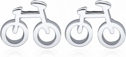 Bicycle Small Stud Earrings Silver Plated Handmade Cute Mini Bike Vehicle Hollow Out Geometric Lightweight Tiny Earrings for Women Teen Girls Minimalist Ride Lover Birthday Fashion Jewelry Gifts in Saudi Arabia