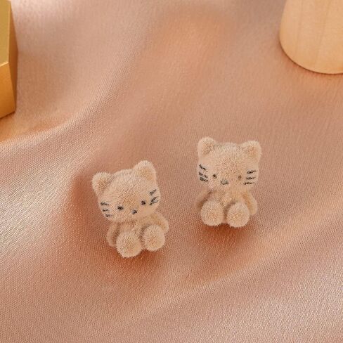 أقراط الدب الأرنب القطيفة اللطيفة المتدفقة على شكل أرنب كرتوني على شكل قطة ظريفة على شكل حيوان للأذن للنساء والفتيات in Kuwait