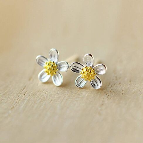 زهرة الأقحوان الصغيرة من الفضة الاسترليني مع أقراط صفراء in Kuwait