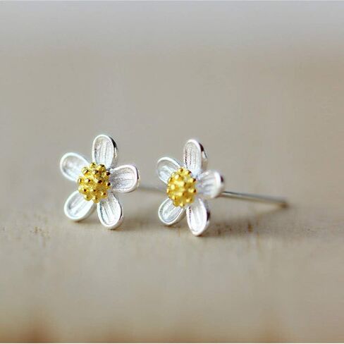 زهرة الأقحوان الصغيرة من الفضة الاسترليني مع أقراط صفراء in Kuwait