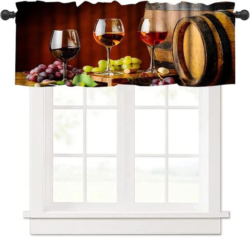 Rustic Barn Door Valance Curtain Farmhouse Vintage Wooden Western Farm Country Retro Rod Pocket Valance Window Treatments 1 Panel Short Curtains for Kitchen Bedroom 54 x 18 in in Kuwait