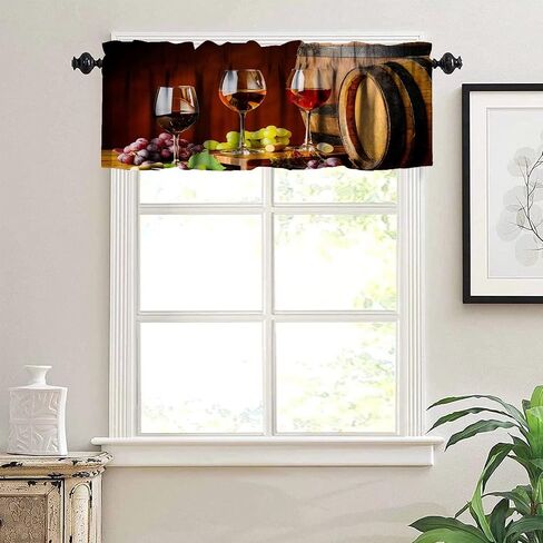 Rustic Barn Door Valance Curtain Farmhouse Vintage Wooden Western Farm Country Retro Rod Pocket Valance Window Treatments 1 Panel Short Curtains for Kitchen Bedroom 54 x 18 in in Kuwait