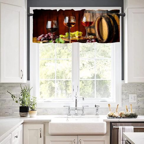Rustic Barn Door Valance Curtain Farmhouse Vintage Wooden Western Farm Country Retro Rod Pocket Valance Window Treatments 1 Panel Short Curtains for Kitchen Bedroom 54 x 18 in in Kuwait