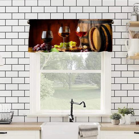 Rustic Barn Door Valance Curtain Farmhouse Vintage Wooden Western Farm Country Retro Rod Pocket Valance Window Treatments 1 Panel Short Curtains for Kitchen Bedroom 54 x 18 in in Kuwait