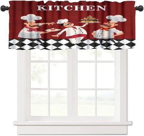Rustic Barn Door Valance Curtain Farmhouse Vintage Wooden Western Farm Country Retro Rod Pocket Valance Window Treatments 1 Panel Short Curtains for Kitchen Bedroom 54 x 18 in in Kuwait