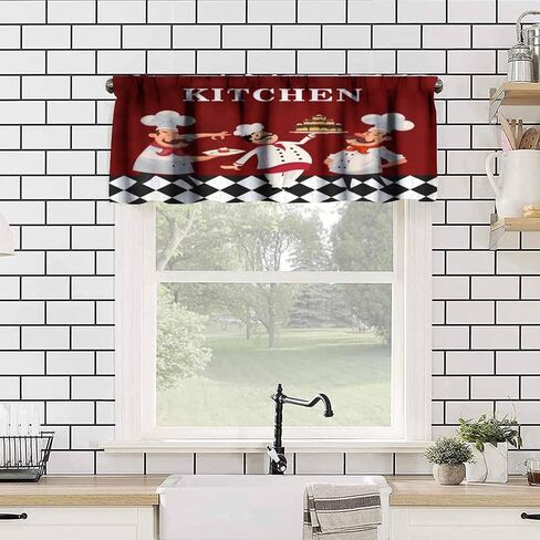 Rustic Barn Door Valance Curtain Farmhouse Vintage Wooden Western Farm Country Retro Rod Pocket Valance Window Treatments 1 Panel Short Curtains for Kitchen Bedroom 54 x 18 in in Kuwait