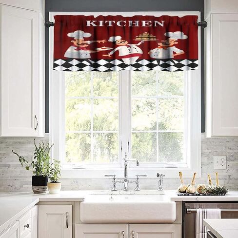 Rustic Barn Door Valance Curtain Farmhouse Vintage Wooden Western Farm Country Retro Rod Pocket Valance Window Treatments 1 Panel Short Curtains for Kitchen Bedroom 54 x 18 in in Kuwait