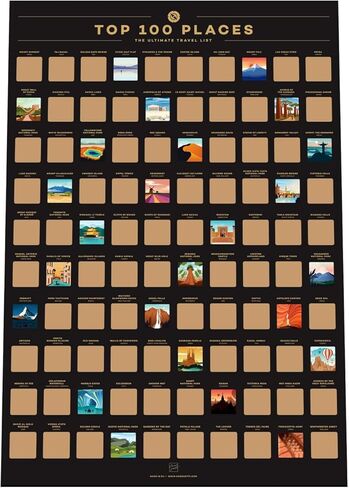Enno Vatti 100 Places Scratch Off Poster – Best Poster With Travel Places/Destinations Bucket List (16.5" X 23.4")- Ultimate Gift For Travel lovers, Christmas, Easter, Valentine's Day in Saudi Arabia
