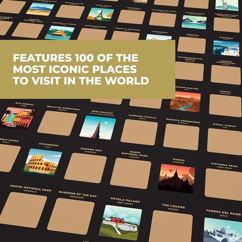 Enno Vatti 100 Places Scratch Off Poster – Best Poster With Travel Places/Destinations Bucket List (16.5" X 23.4")- Ultimate Gift For Travel lovers, Christmas, Easter, Valentine's Day in Saudi Arabia
