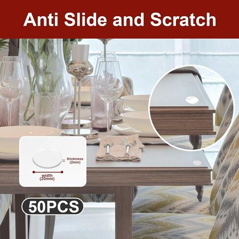 Giantree 50Pcs Clear Glass Table Top Bumper, Non-Adhesive Glass Table Top Spacer, Round Table Protector Furniture Pads Tea Table Nonslip Mats for Glass Table Tops Photo Frame Furniture (20mm) in Saudi Arabia