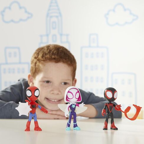 Spidey and His Amazing Friends 3-Pack, 4-Inch Scale Marvel Action Figures, Includes 3 Figures and 3 Accessories, Spider-Man, Ghost-Spider & Miles Morales (Amazon Exclusive) in Saudi Arabia