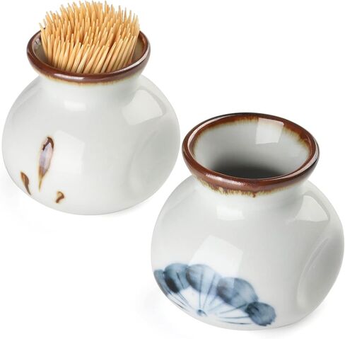 Ceramic Toothpick Holder Jar Set of 2 Toothpick Dispenser Container Cup for Holiday Dinner Table Centerpiece Decor in Saudi Arabia