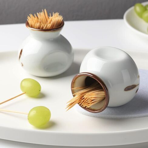Ceramic Toothpick Holder Jar Set of 2 Toothpick Dispenser Container Cup for Holiday Dinner Table Centerpiece Decor in Saudi Arabia