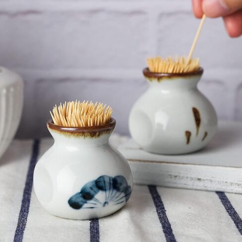 Ceramic Toothpick Holder Jar Set of 2 Toothpick Dispenser Container Cup for Holiday Dinner Table Centerpiece Decor in Saudi Arabia