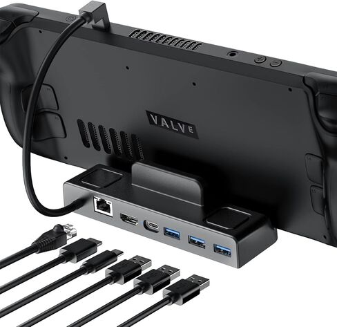 محطة إرساء ANNAPRO لسطح البخار/سطح البخار OLED وROG Ally، قاعدة 6 في 1 مع HDMI 2.0 4K@60 هرتز، جيجابت إيثرنت، 3 × USB-A 3.0 وPD3.0 100 واط USB-C منفذ شحن كامل السرعة in Kuwait