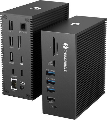 قاعدة Thunderbolt 3، محطة إرساء عالمية 18 في 1، محطة إرساء للكمبيوتر المحمول بشاشة مزدوجة عبر شاشة عرض 2 4K@60 هرتز، 8K DP، جيجابت إيثرنت، طاقة تيار مستمر 65 وات، مخرج بصري، USB 3.0 * 9، قارئ SD/TF، ​​ميكروفون 3.5 مم... in Saudi Arabia