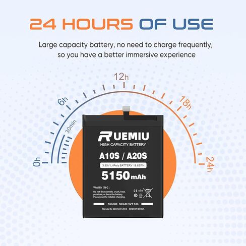 لبطارية Samsung Galaxy A10S/A20s، بطارية بديلة 5150 مللي أمبير في الساعة متوافقة مع Samsung Galaxy A10S SM-A107M SM-A107F/DS SM-A107M/DS مع مجموعة إصلاح الأدوات، EB-BN970ABU in Kuwait