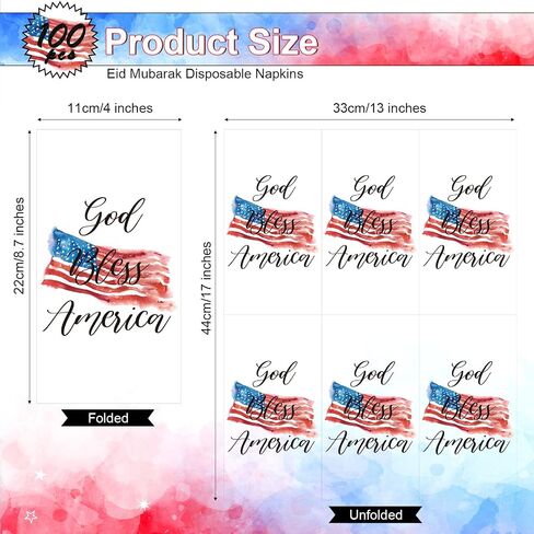 100 Pieces 4th of July Napkins Independence Day Paper Guest Towels Disposable Memorial Day Hand Towels for Home Kitchen Patriotic Happy 4th of July Party Supplies, 3 Ply (Stripe) in Saudi Arabia