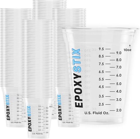 [100 عبوة] أكواب خلط متدرجة بحجم جديد 12oz - PET متينة، علامات قياس واضحة بالأوقية، مل والأكواب - للراتنج والطلاء والخلط والحرف اليدوية in Kuwait