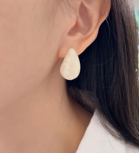 Rasin خفيفة الوزن مكتنزة الأطواق مسمار الصيف اللون الأقراط - الاكريليك لطيف Waterdrop الأقراط المصنوعة في كوريا، والأقراط المرأة الموضة اليومية. in Kuwait