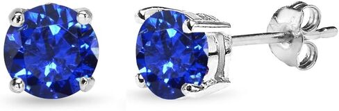 Sterling Silver 6mm Round Solitaire Stud Earrings Made with AAA Cubic Zirconia in Kuwait