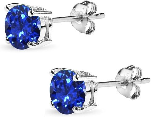 Sterling Silver 6mm Round Solitaire Stud Earrings Made with AAA Cubic Zirconia in Kuwait