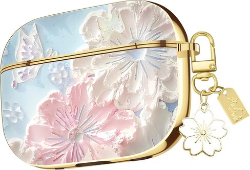 Compatible with AirPods 2nd/1st Generation Case,Flower Airpods 2 Gen Cover Protective Skin Girl Women with Floral Keychain in Saudi Arabia
