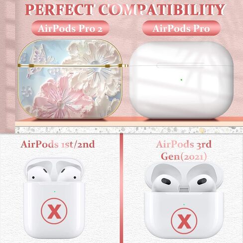 Compatible with AirPods 2nd/1st Generation Case,Flower Airpods 2 Gen Cover Protective Skin Girl Women with Floral Keychain in Saudi Arabia