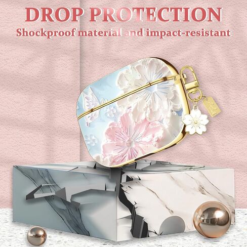 Compatible with AirPods 2nd/1st Generation Case,Flower Airpods 2 Gen Cover Protective Skin Girl Women with Floral Keychain in Saudi Arabia