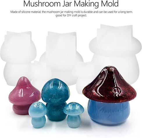 Mushroom Stencil Mushroom Jar Resin Molds, Mushroom Resin Jar Mold with Lid, for Epoxy Resin, Epoxy Molds for Christmas Gifts, Storage Container, Candle Holder, Candy Jar, 5pcs in Saudi Arabia
