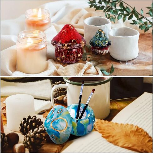 Mushroom Stencil Mushroom Jar Resin Molds, Mushroom Resin Jar Mold with Lid, for Epoxy Resin, Epoxy Molds for Christmas Gifts, Storage Container, Candle Holder, Candy Jar, 5pcs in Saudi Arabia