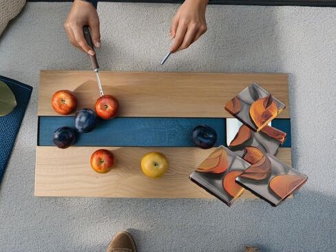 قوالب سيليكون مستطيلة من الراتنج مقاس 16 × 12 بوصة قالب إيبوكسي لطاولة النهر، وألواح التقطيع، وصواني التقديم، وطبق الجبن (مع 4 قطع من قوالب الأكواب العميقة و4 قطع من المقابض) in Kuwait