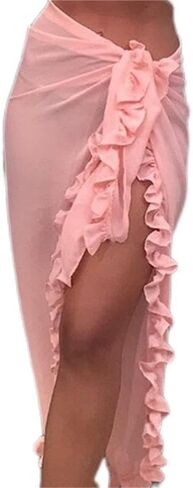 Women's Summer Beach Wrap Sheer Swimwear Cover Up Swim Shorts Swimsuit Ruffle Chiffon Suits Vacation Fashion in Kuwait