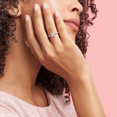 Pandora Sparkling Square Halo Ring - Timeless and Elegant Ring - Promise Ring for Women - Layering or Stackable Ring - 14k Rose Gold-Plated Rose with Cubic Zirconia - Size 7, With Gift Box in Saudi Arabia