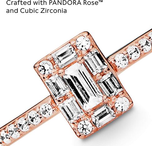 Pandora Sparkling Square Halo Ring - Timeless and Elegant Ring - Promise Ring for Women - Layering or Stackable Ring - 14k Rose Gold-Plated Rose with Cubic Zirconia - Size 7, With Gift Box in Saudi Arabia
