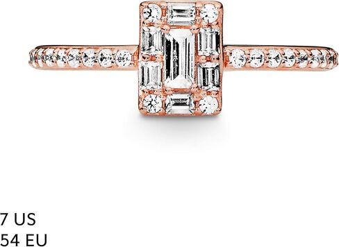 Pandora Sparkling Square Halo Ring - Timeless and Elegant Ring - Promise Ring for Women - Layering or Stackable Ring - 14k Rose Gold-Plated Rose with Cubic Zirconia - Size 7, With Gift Box in Saudi Arabia