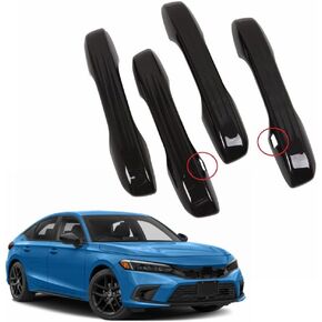 for 11th Gen Civic 2022 Exterior Door Handle Cover Trim with 2 Smart Entry Auto Lock Holes for Civic Accessories Sedan Hatchback LX EX EX-L Sport Touring Si Type R Gloss Black