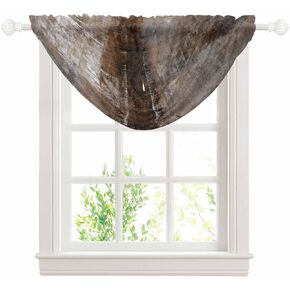 Rustic Black Waterfall Valance Curtains for Window, Retro Grey Ombre Sheer Valances Rod Pocket, Oil Modern Painting Voile Topper Swag Curtains for Living Room, Kitchen 38.5"W x 47.2"L, 1 Panel