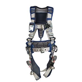3M DBI-SALA 1112535 ExoFit STRATA, Aluminum Back/Side D-Rings, Tri-Lock Revolver QC Buckles with Sewn in Hip Pad/Belt, Small, Blue/Gray