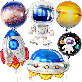 KatchOn, Big Mylar Space Balloons, 37 Inch - Pack of 6 | Astronaut Balloons, Space Party Decorations, Space Themed Balloons | Eclipse Balloons, Space Mylar Balloons |Outer Space Party Decorations