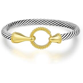 Twisted Cable Bracelet for Women Fashion Cable Cuff Dupes Bracelet with Hook Clasp Jewelry Gifts for Her