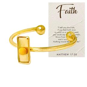 Mustard Seed Ring for Women, Adjustable Stacking Rings, Necklace Set, Faith Jewelry, Christian Gifts, Elegant Simple Minimalist Stackable Ring, 18k Gold Plated Stainless Steel (05 Ring-Rectangle)